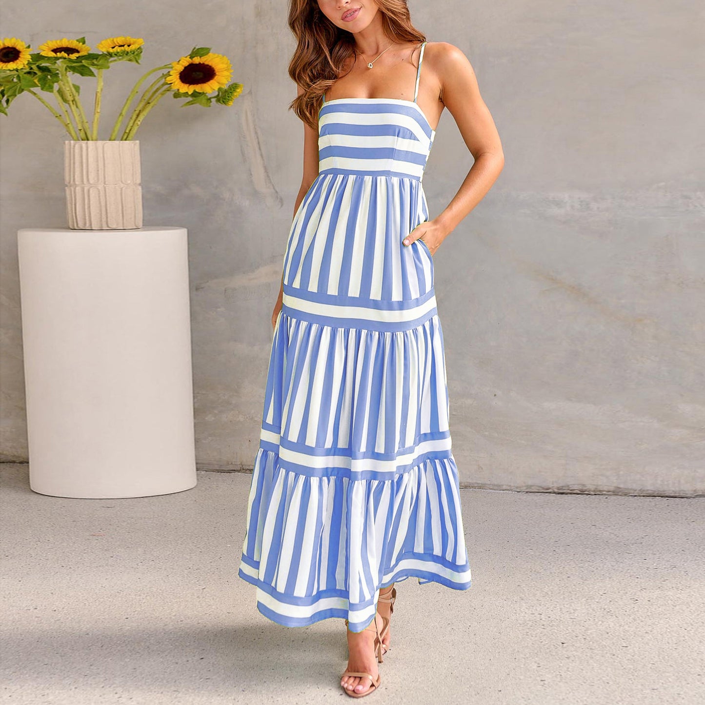 Robe Maxi à Rayures