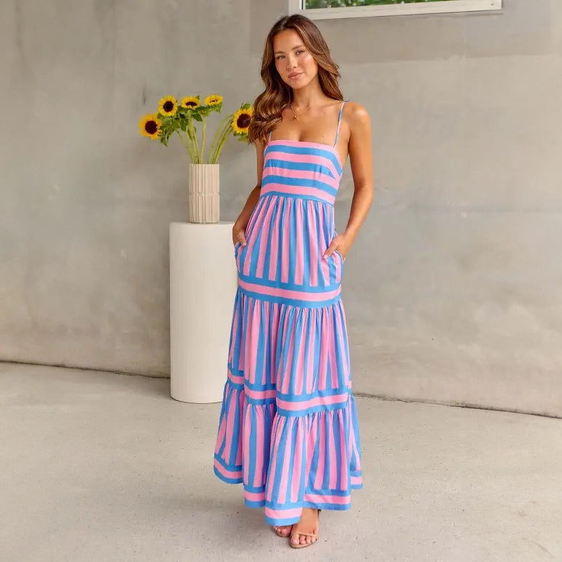 Robe Maxi à Rayures