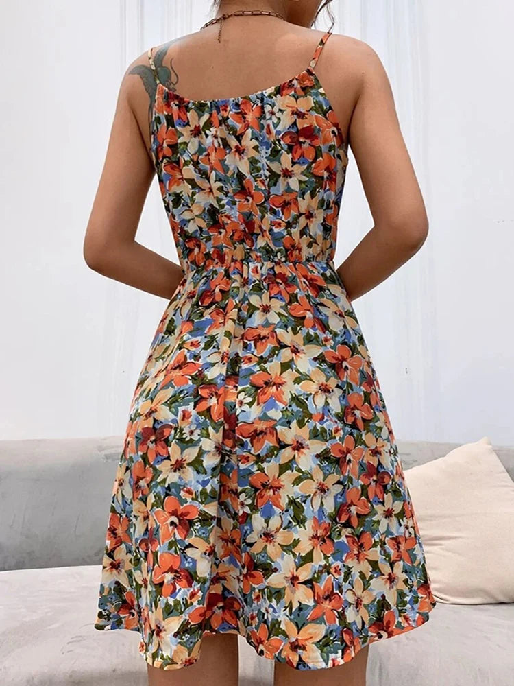 Robe courte d'été à imprimé floral